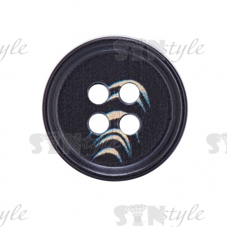 Пуговица пластиковая на четыре прокола, размер 24L, цвет черный/бежевый фото 2