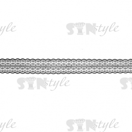 Кружево на сетке, ширина 50 мм, цвет черный, намотка 15 ярдов фото 1