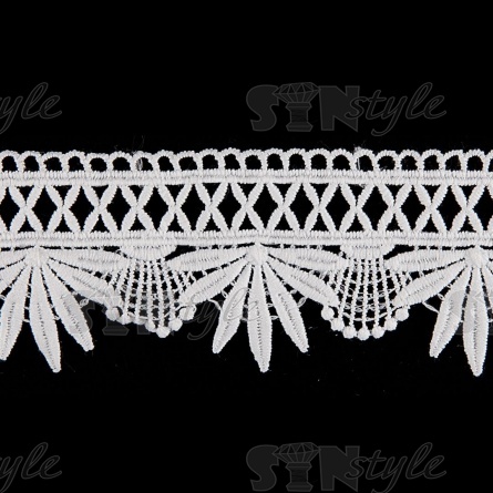 Кружево ажурное матовая нить, ширина 50 мм, цвет белый, намотка 15 ярдов фото 1