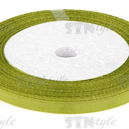 Декоративная лента атласная, ширина 6 мм, намотка 25 ярдов, цвет светлый хаки (№095) фото 2