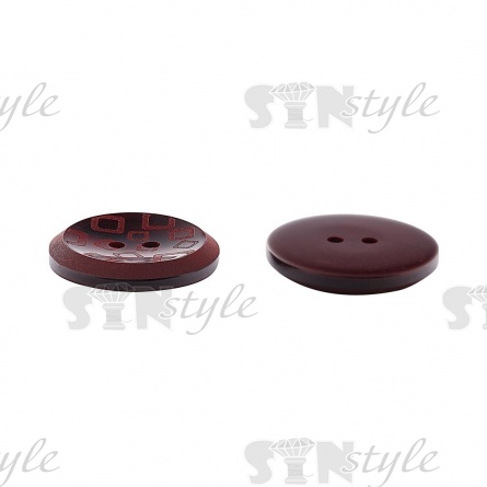 Пуговица пластиковая на два прокола, бордовая, 40L фото 3