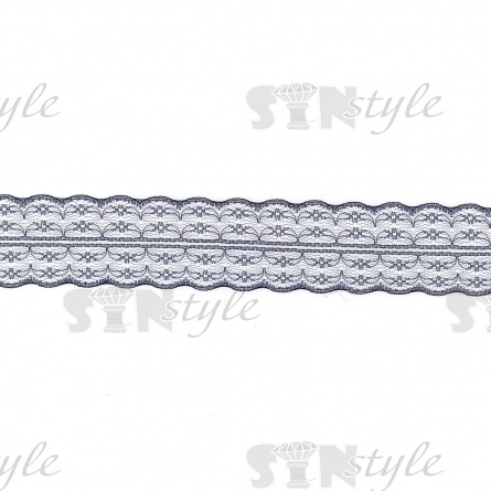 Кружево на сетке, ширина 45 мм, цвет темно-синий (№15), намотка 300 ярдов фото 2