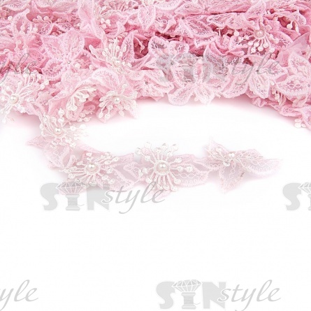 Цветочки из капроновой ленты, ширина 70 мм, цвет розовый, намотка 15 ярдов фото 2