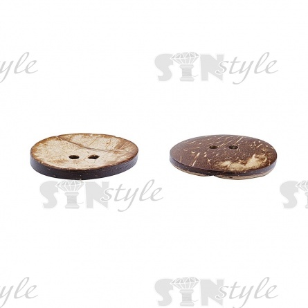 Пуговица кокосовая на два прокола, размер 40 L, гладкая фото 3