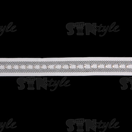 Тесьма отделочная эластичная с клепками, цвет белый, ширина 25 мм, намотка 15 ярдов  фото 3