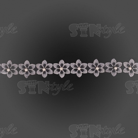 Цветочки из капроновой ленты, размер 30 мм, намотка 20 ярдов, цвет серый (#32) фото 2