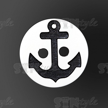 Пуговица пластиковая на два прокола, размер 20L, цвет белый/черный фото 2