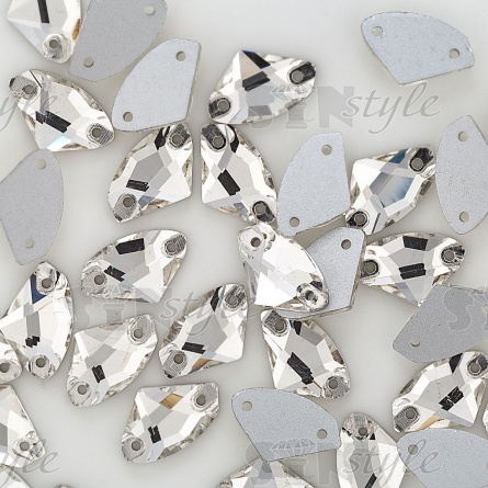 Стразы пришивные стеклянные, форма Галактик, цвет белый прозрачный, размер 15*10 мм, 180 шт/уп  фото 3