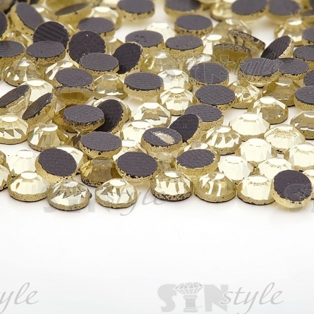 Стразы термоклеевые стеклянные SS16, форма круг, цвет светло-оливковый (935),1440 шт/уп фото 3