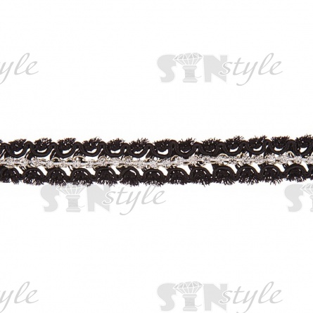 Тесьма отделочная со стразами, ширина 12 мм, цвет черный, стразы белые, намотка 15 ярдов фото 1