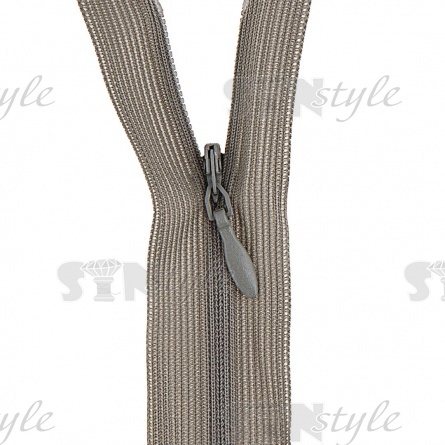 Молния спираль, тип 3, потайная, неразъемная, основа капрон, длина 50 см, цвет 562 (зелено-серый), бегунок цвета основы фото 2