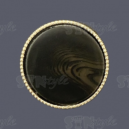Пуговица пластиковая на ножке, размер 40L, цвет золотой+черный фото 1