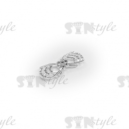 Застежка металлическая, цвет серебряный+белые стразы, размер 60х22 мм фото 3