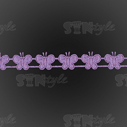 Декоративная лента из бабочек, цвет фиолетовый, ширина 20 мм, намотка 20 ярдов фото 2