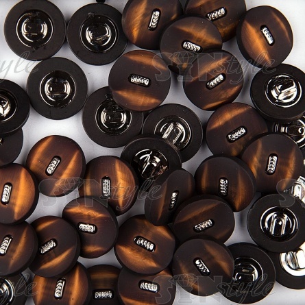 Пуговица пластиковая на ножке, черная с капучино, 28L фото 3