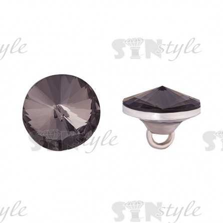 Пуговица стеклянная "кристалл", размер 20L, цвет черый прозрачный фото 1