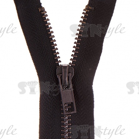 Молния металлическая, тип 5, разъемная, длина 50 см, цвет 322 (черный), звенья темный никель фото 2