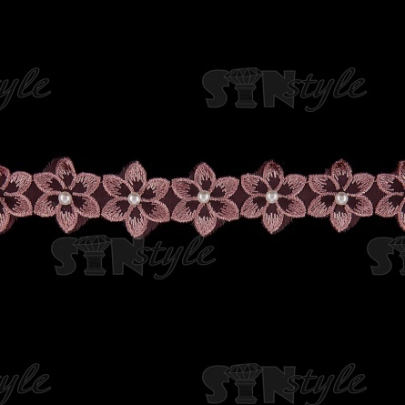 Цветочки из капроновой ленты, размер 30 мм, намотка 20 ярдов, цвет грязно-розовый  фото 2