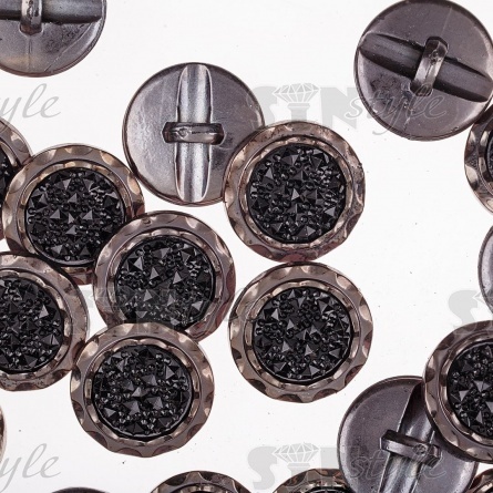 Пуговица пластиковая на ножке, размер 48L, цвет темный никель+черный фото 3