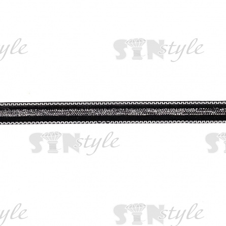 Лента бархатная с люрексом, ширина 10 мм, цвет черный+серебряный, намотка 50 ярдов фото 1