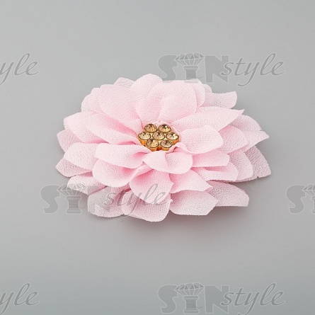 Цветочки декоративные со стразами, цвет розовый, диаметр 60 мм,  фото 2