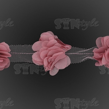 Кружево "Цветочки", ширина 60 мм, цвет грязно-розовый (197), намотка 10 ярдов фото 3