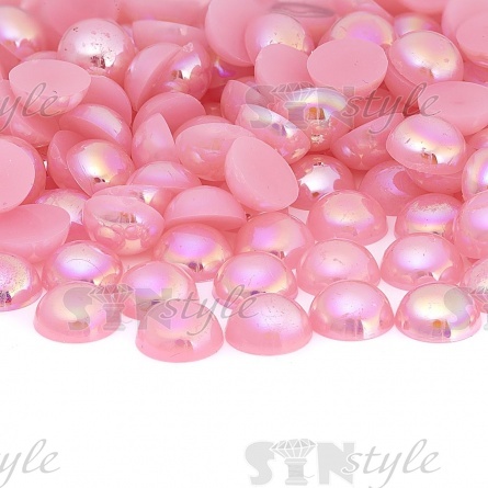 Полубусины под жемчуг пластиковые, размер 8 мм, цвет розовый радужный фото 1
