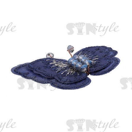 Аппликация с элементами из бисера, цвет темно-синий, размер 50х40 мм фото 2