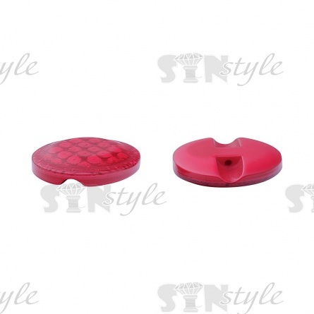 Пуговица пластиковая на полуножке, размер 24L, малиновая с блестками фото 2