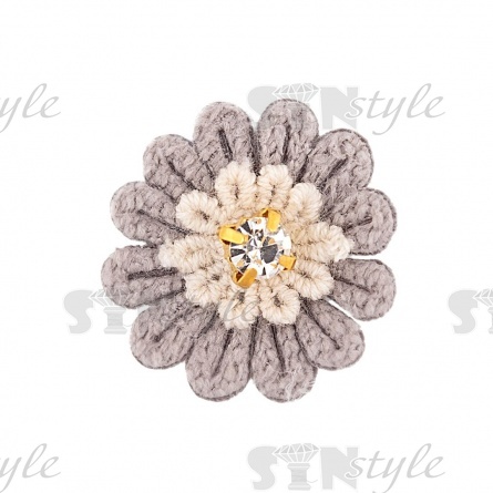 Аппликация 3D "Цветочек", цвет серый, размер 25 мм фото 1