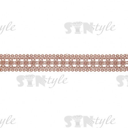 Кружево ажурное с нежным цветочным узором, ширина 30 мм, цвет каппучино, намотка 10 ярдов  фото 2