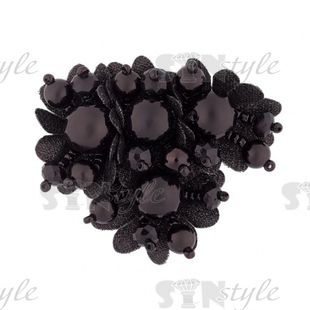 Аппликация с элементами из бисера,  цвет черный, размер 65х50 мм фото 1