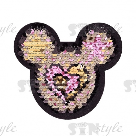 Термоаппликация "Мишка" с пайетками, размер 103х90 мм фото 1