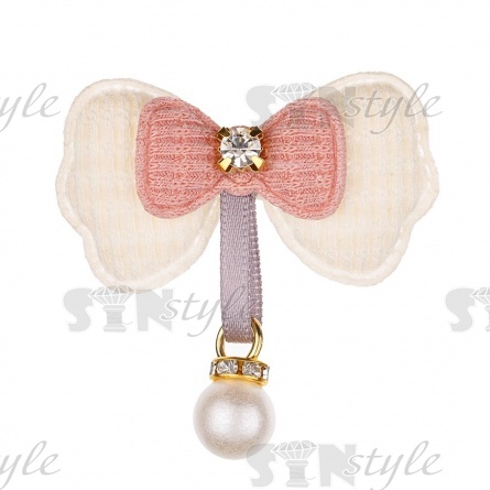 Аппликация 3D "Бантик", цвет шампань, размер 45х45 мм фото 1