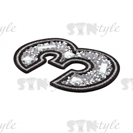 Термоаппликация "Цифра 3" со стразами, размер 60х80 мм фото 2