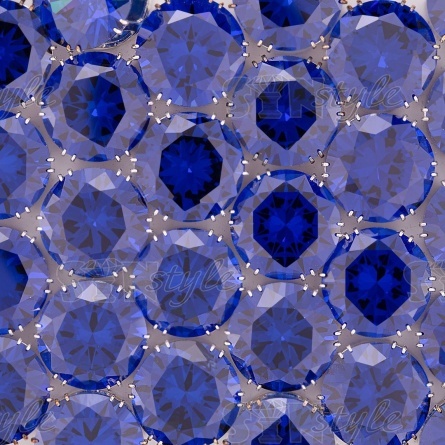 Стразы пришивные стеклянные в цапах, форма круг, цвет серебро+синий, диаметр 14мм фото 3