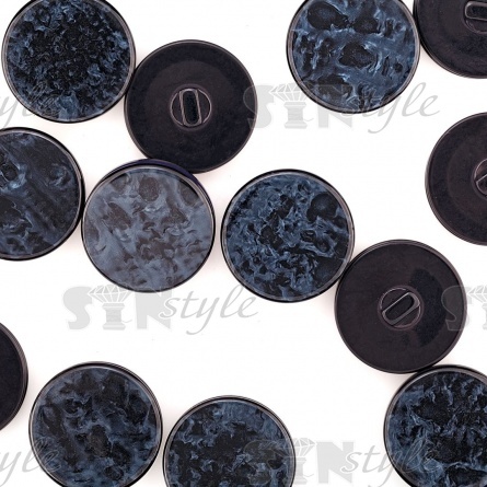 Пуговица пластиковая на ножке, круглая, темно-синяя, окрашена под мрамор, 54L фото 3