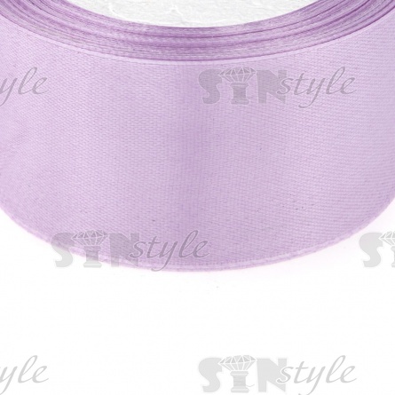 Декоративная лента атласная, ширина 38 мм, намотка 25 ярдов, цвет свтлая лаванда (№085) фото 2