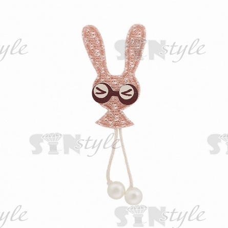 Аппликация 3D "Зайчик", цвет грязно-розовый, размер 27х73 мм фото 1