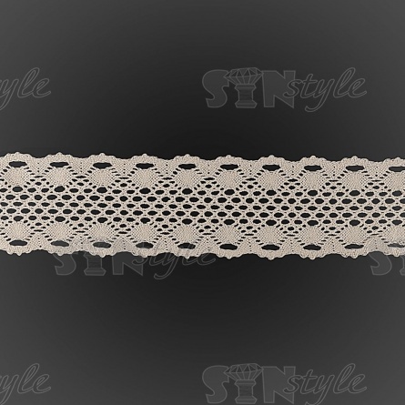 Кружево вязаное плетеное, ширина 70 мм, цвет бежевый, намотка 15 ярдов фото 2