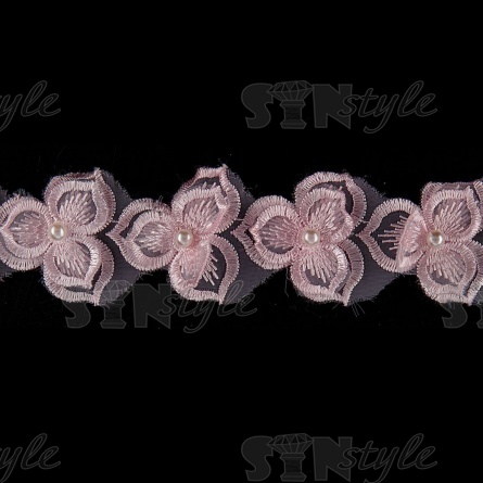 Цветочки из капроновой ленты, ширина 40 мм, намотка 20 ярдов, цвет розовый+белый, № 5 фото 2