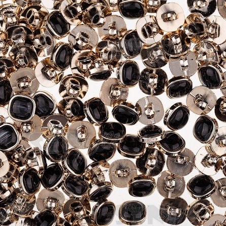 Пуговица пластиковая на ножке, размер 20L, цвет золотой+черный фото 1