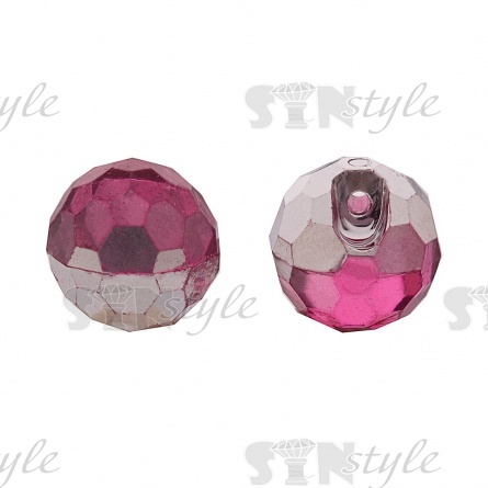 Пуговица на полуножке, размер 20L, в форме шара, цвет малиновый прозрачный фото 1