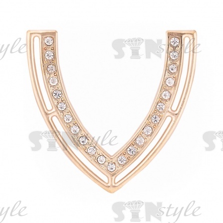 Декоративное украшение пришивное металлическое, цвет золото+белые стразы, размер 55х53 мм фото 1