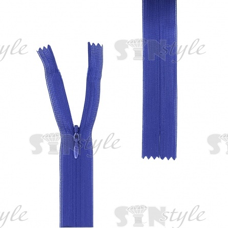 Молния спираль, тип 3, потайная, неразъемная, основа капрон, длина 50 см, цвет 228 (темно-васильковый), бегунок цвета основы фото 1