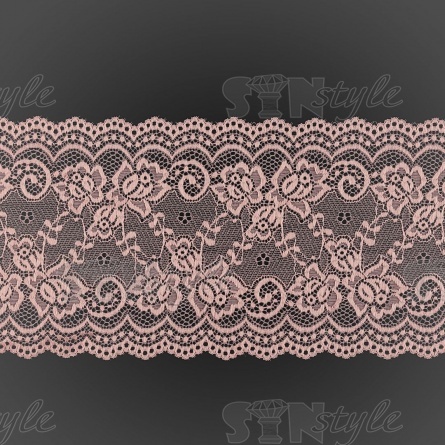Кружево эластичное, ширина 180 мм, цвет грязно-розовый, намотка 15 ярдов фото 1