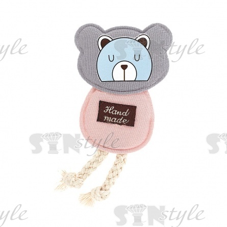 Аппликация 3D "Мишка", цвет серый+грязно--розовый, размер 45х85 мм фото 1