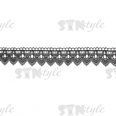 Кружево ажурное, нежная воздушная гирлянда с причудливым узором и резными краями, ширина 50 мм, цвет черный, намотка 15 ярдов фото 2