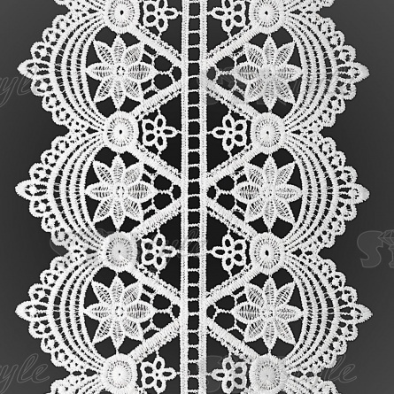 Кружево ажурное матовая нить, ширина 140 мм, цвет белый, намотка 15 ярдов  фото 1