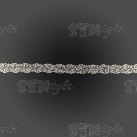 Кружево вязаное ажурное, цвет белый с золотом, намотка 15 ярдов, ширина 30 мм фото 2